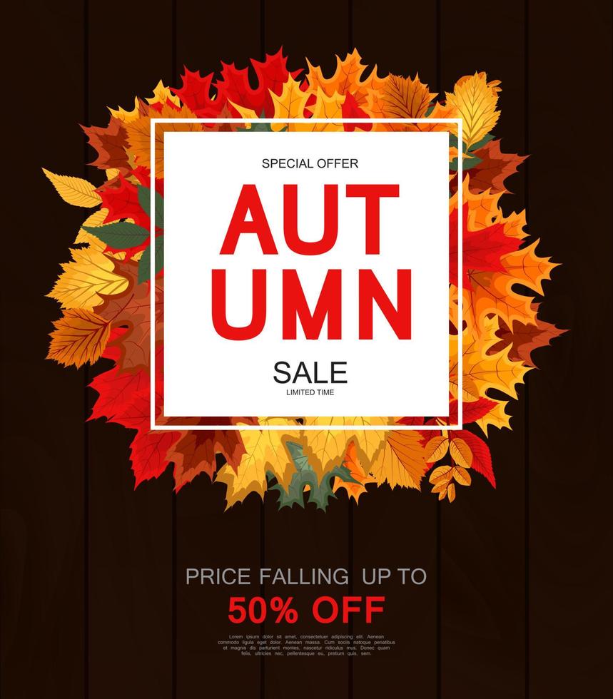 Abstract Autumn Sale Background with Falling Autumn Leaves vector