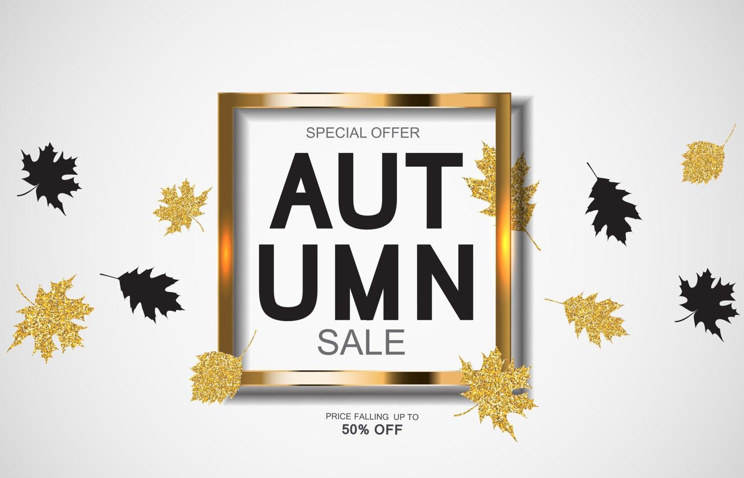 Abstract Autumn Sale Background with Falling Autumn Leaves vector