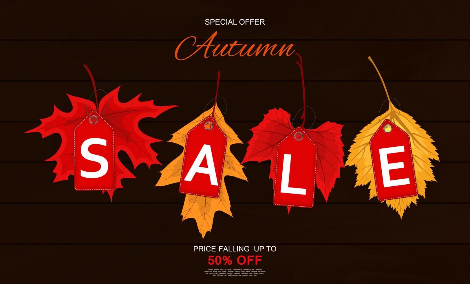 Abstract Autumn Sale Background with Falling Autumn Leaves vector