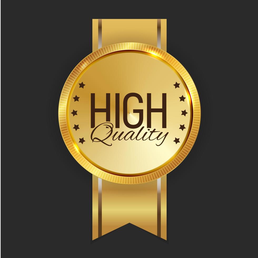 High Quality Golden Label Sign. Vector Illustration