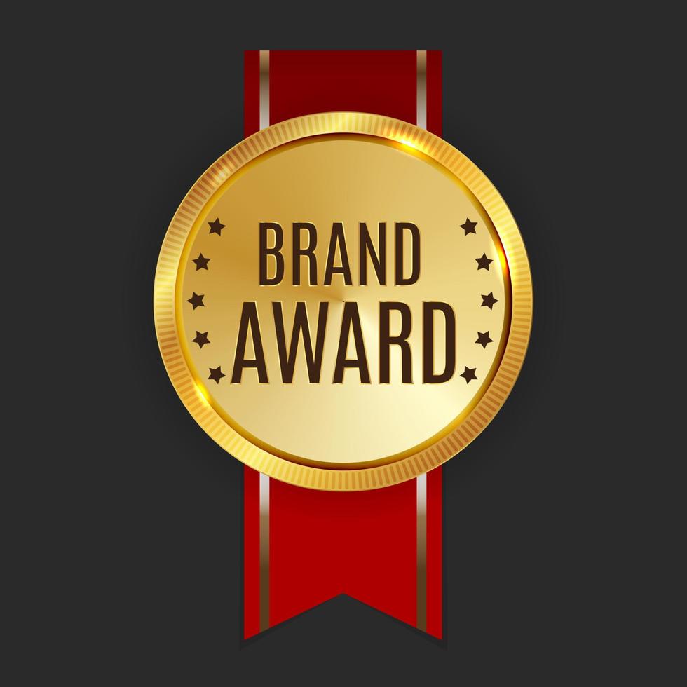 Brand Award Golden Label Sign. Vector Illustration