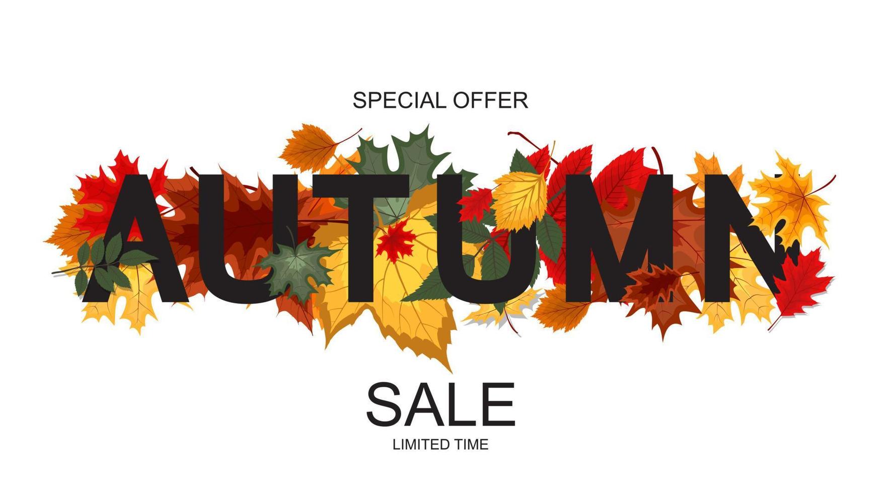 Abstract Autumn Sale Background with Falling Autumn Leaves vector
