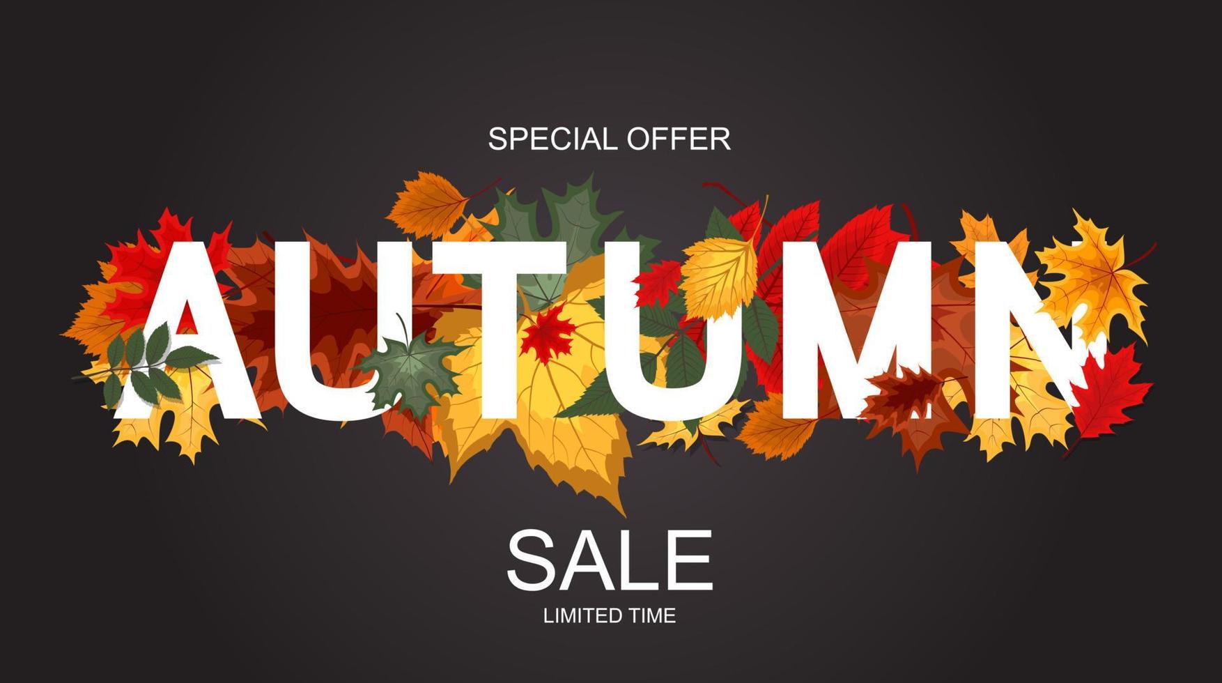 Abstract Autumn Sale Background with Falling Autumn Leaves vector