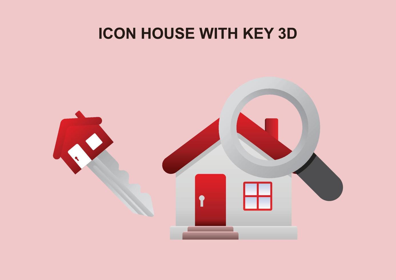 icono de la casa con llave 3d vector