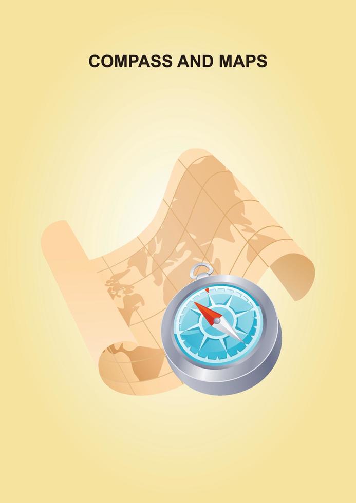 Compass and Maps Illustration Vector