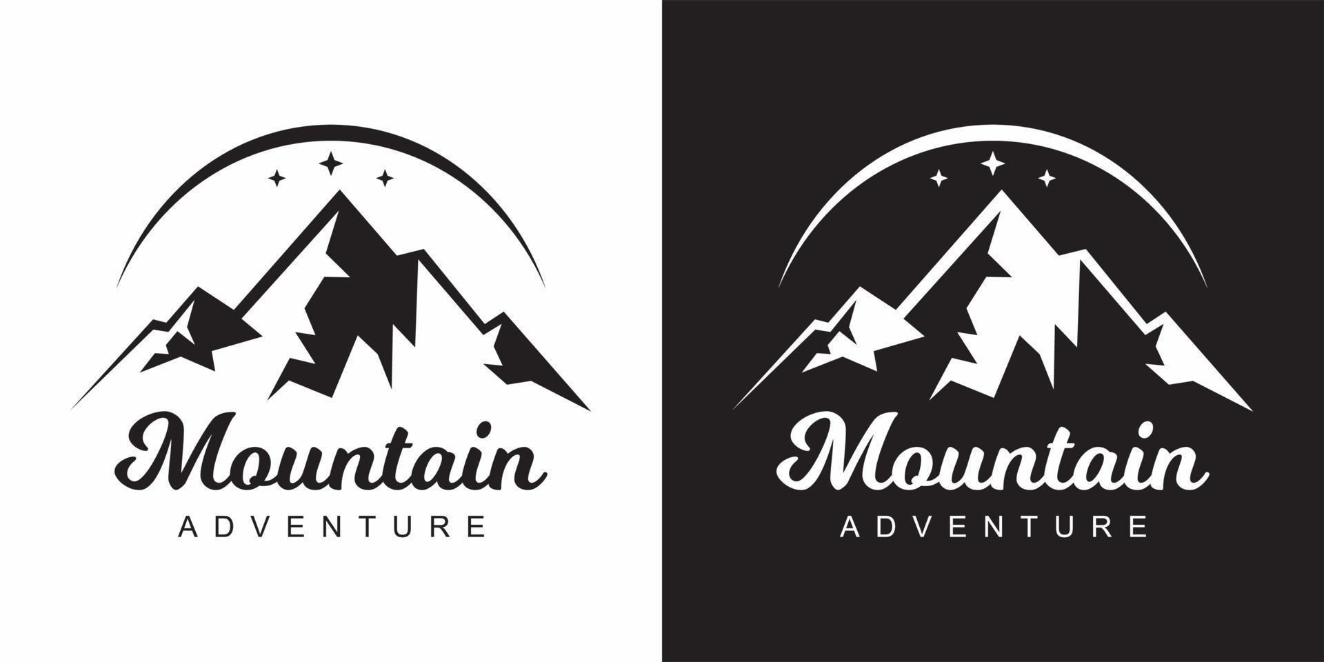 plantilla diseño logo montaña blanco y negro vector