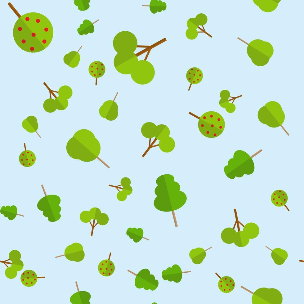 paisaje de naturaleza de estilo de dibujos animados plana con árboles y arbustos. patrón vector