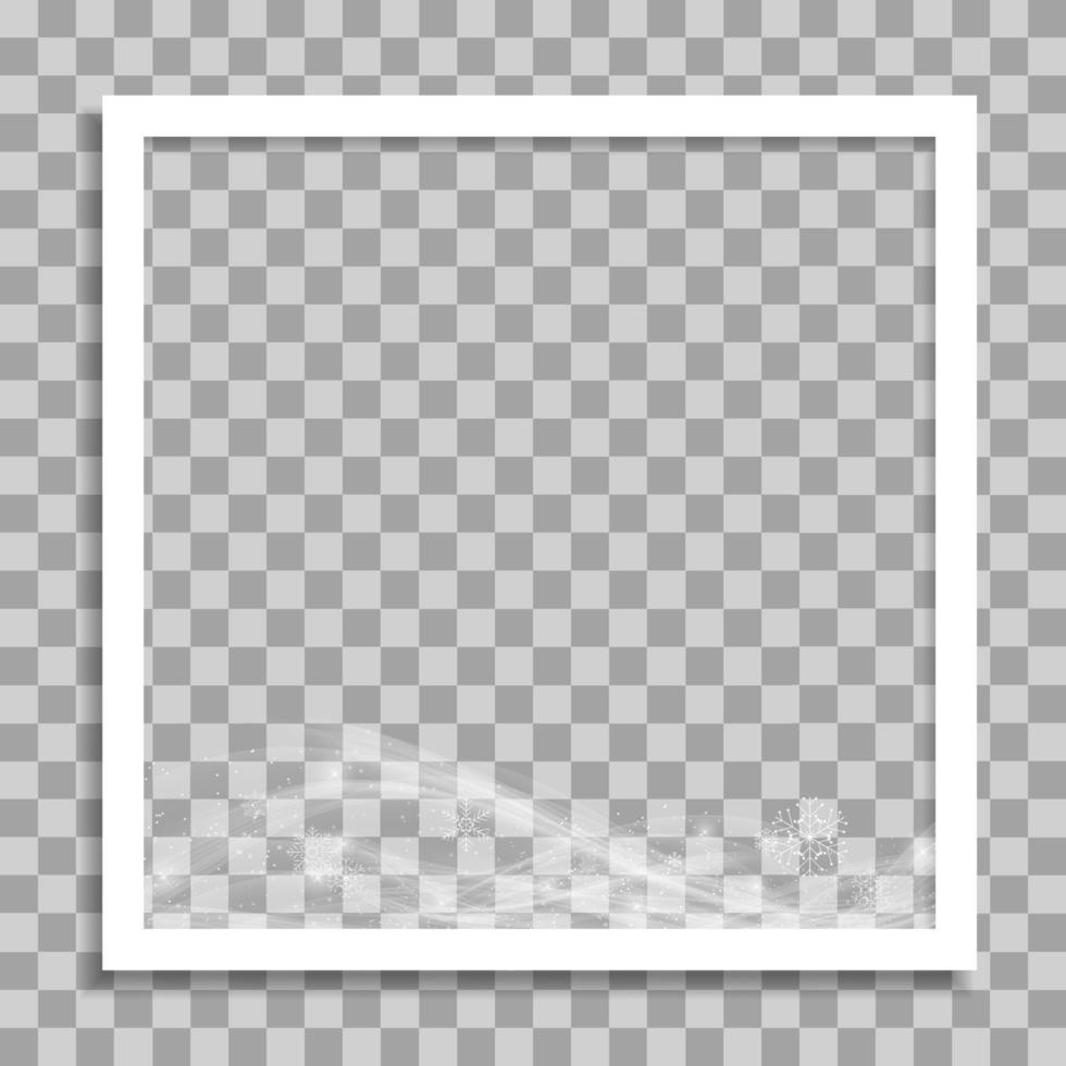 Empty Photo Frame with Winter Snow Template for Media Post vector