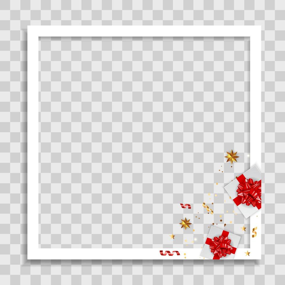 Holiday Photo Frame Template. Merry Christmas and Happy New Year vector