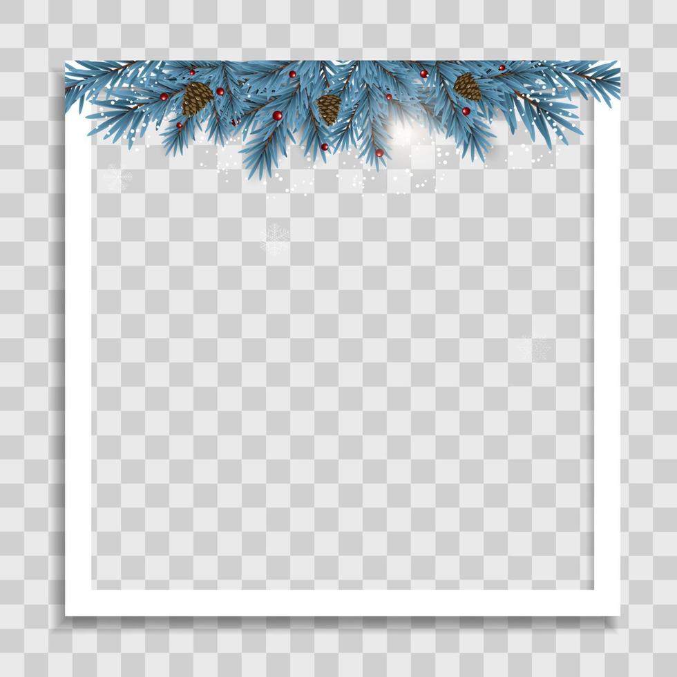 Holiday Photo Frame Template. Merry Christmas and Happy New Year vector