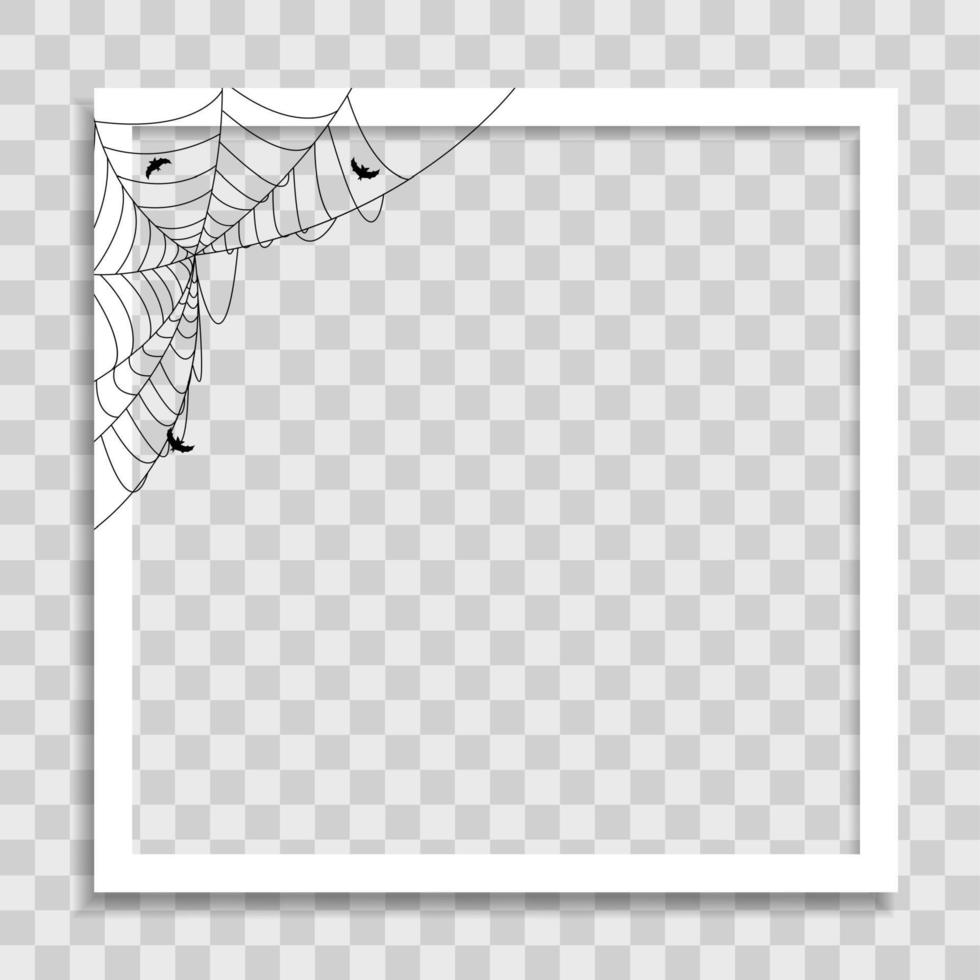 Plantilla de marco de fotos vacío con telaraña de araña para publicación de medios vector