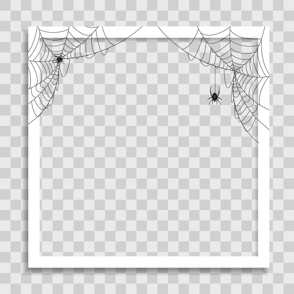 Empty Photo Frame Template with Spider Cobweb for Media Post vector