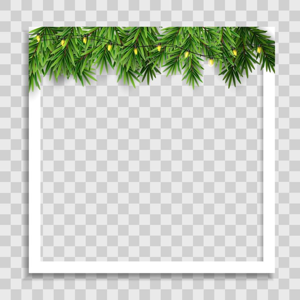 Holiday Photo Frame Template. Merry Christmas and Happy New Year vector