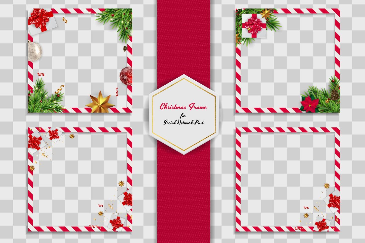 Holiday Photo Frame Set Template. Merry Christmas and Happy New Year vector