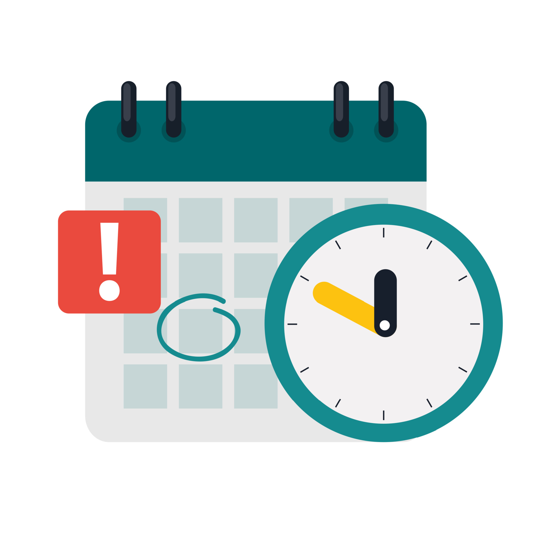 concepto de gestión del tiempo con fecha de calendario e icono de reloj 3501889 Vector en Vecteezy