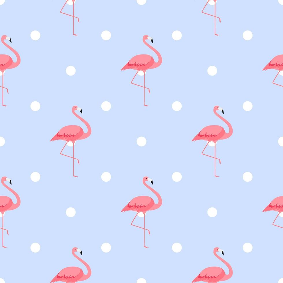 Pink Flamingo Cute Seamless Pattern Background Vector Illustration