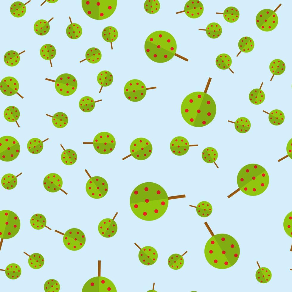 Flat cartoon style nature landscape with trees and bushes. pattern vector