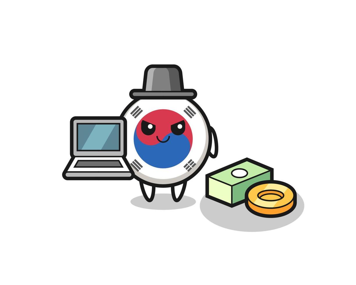 Mascot Illustration of south korea flag as a hacker vector