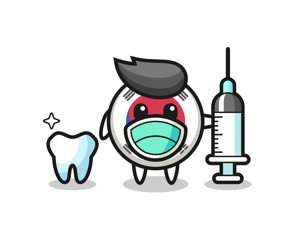 personaje mascota de la bandera de corea del sur como dentista vector