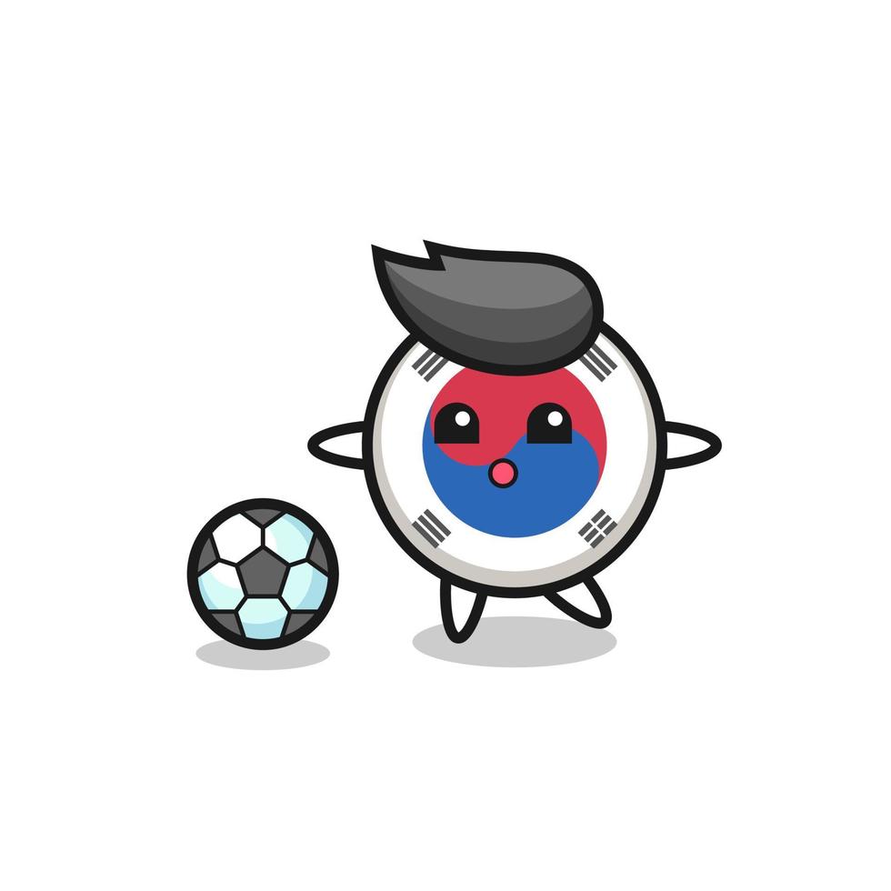 Illustration of south korea flag cartoon is playing soccer vector