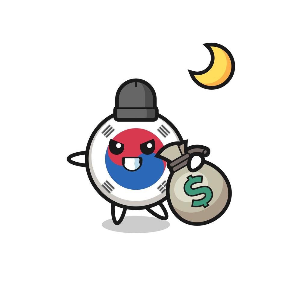 Illustration of south korea flag cartoon is stolen the money vector