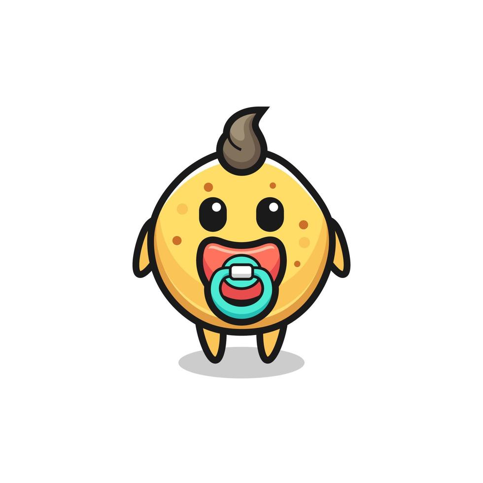baby potato chip cartoon character with pacifier vector