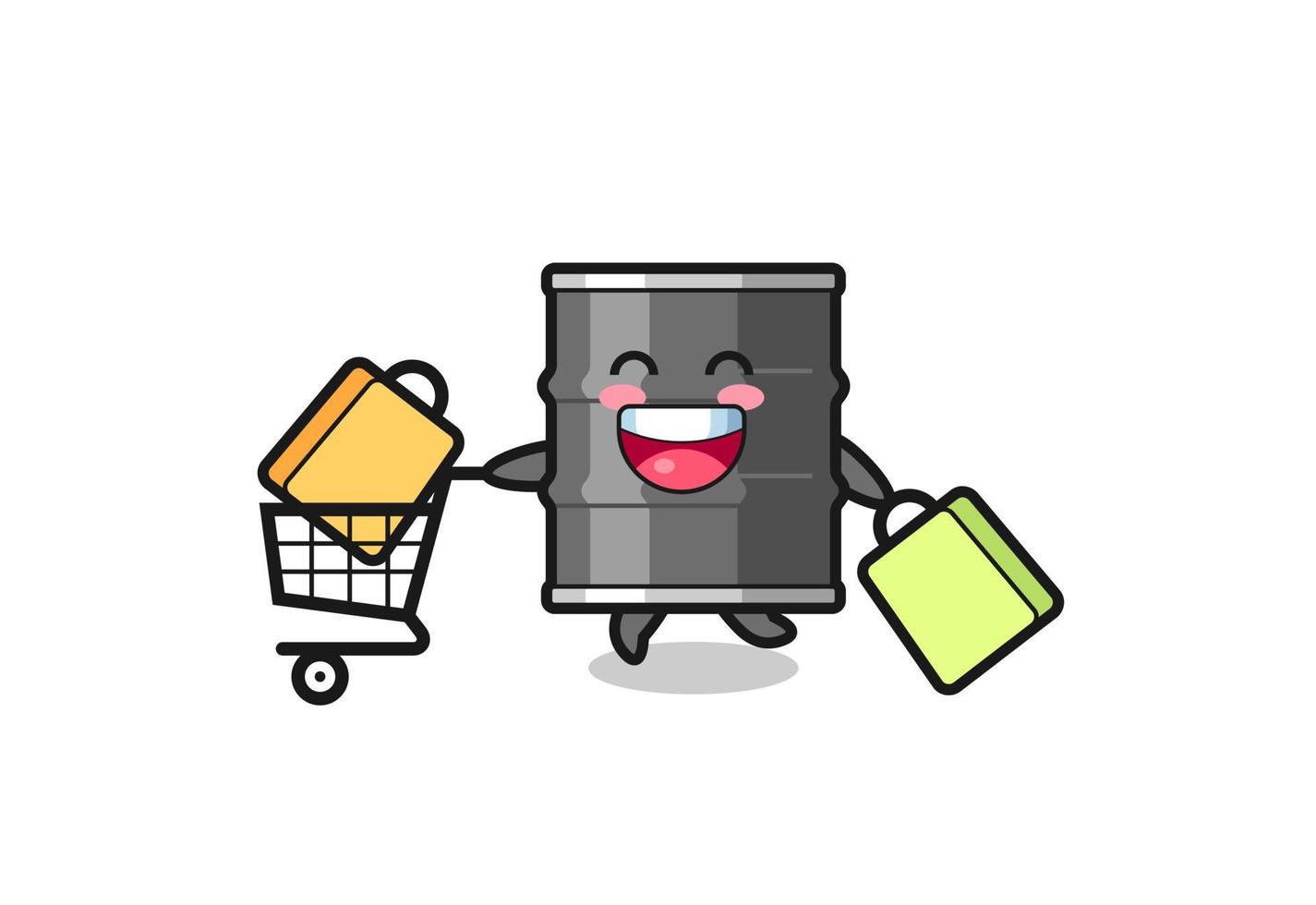 black Friday illustration with cute oil drum mascot vector