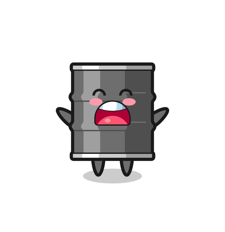 cute oil drum mascot with a yawn expression vector