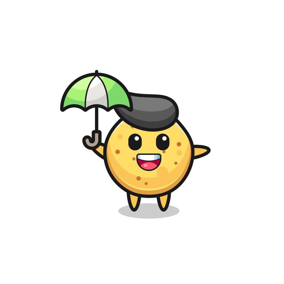 linda ilustración de papas fritas sosteniendo un paraguas vector