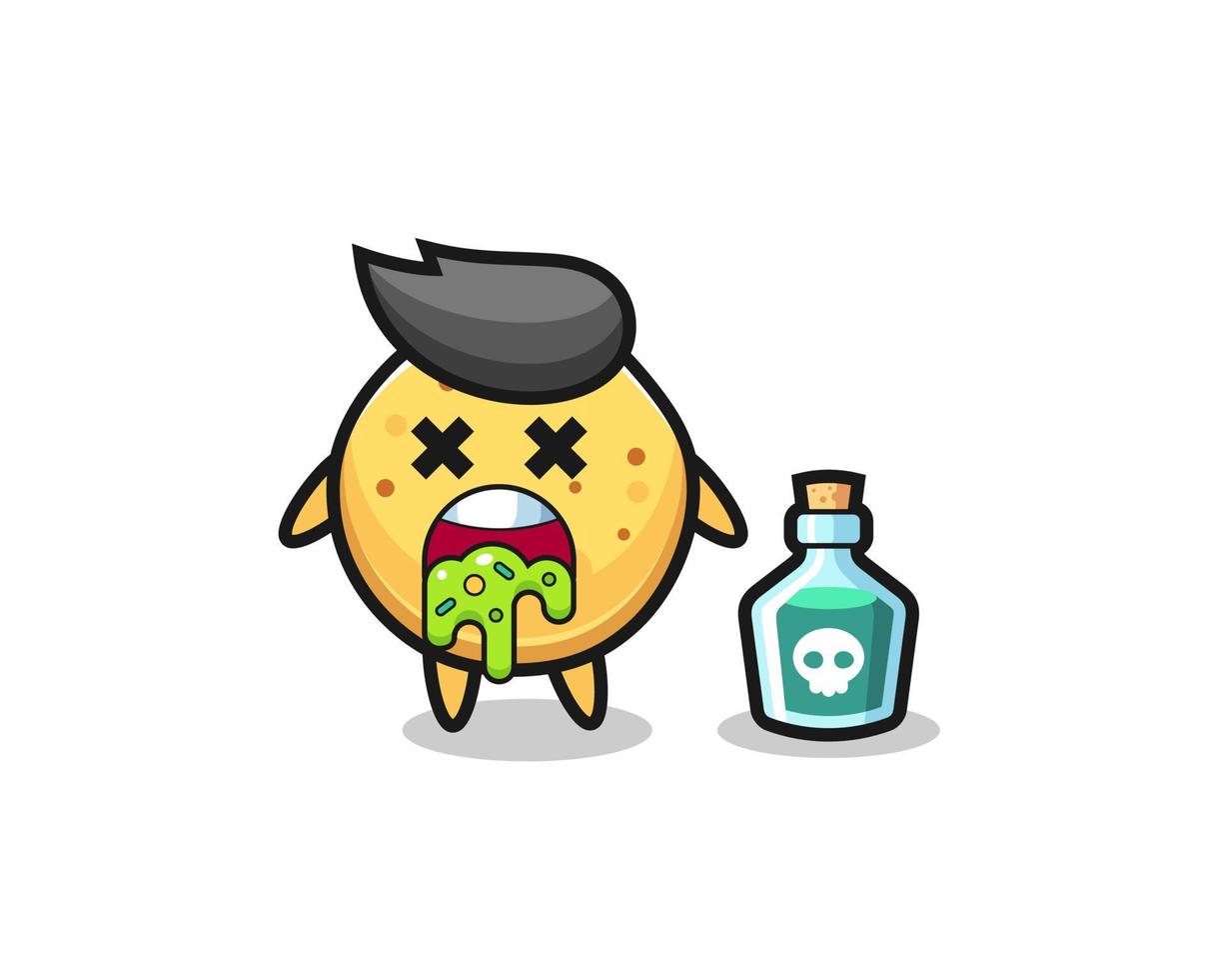 illustration of an potato chip character vomiting due to poisoning vector