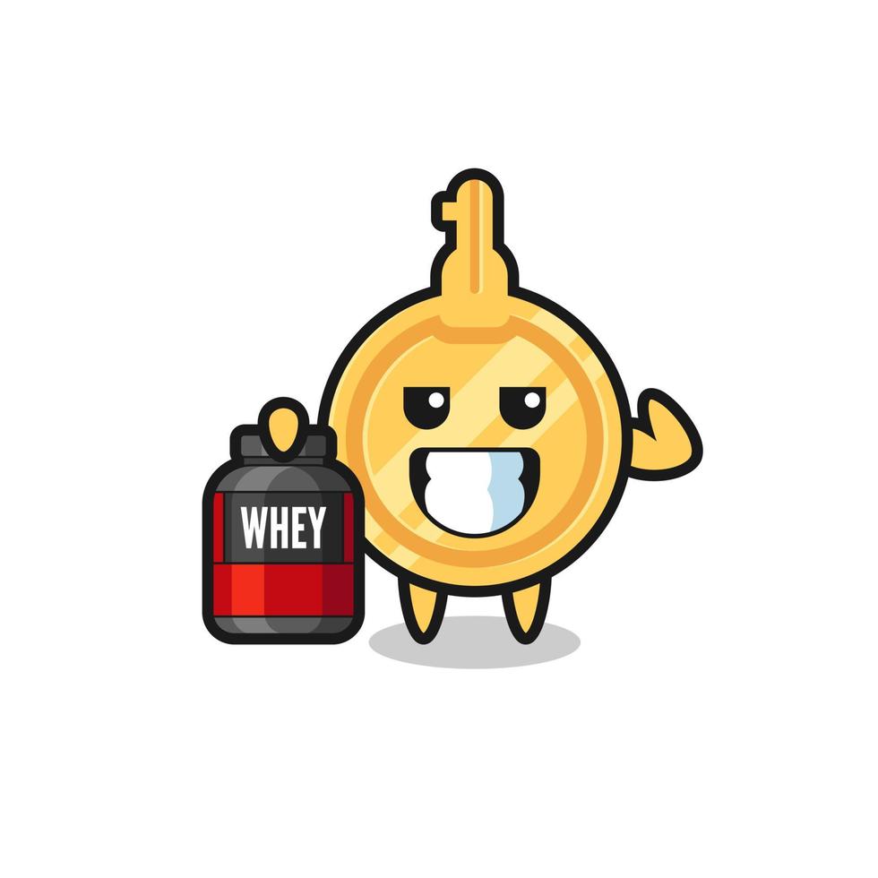 the muscular key character is holding a protein supplement vector
