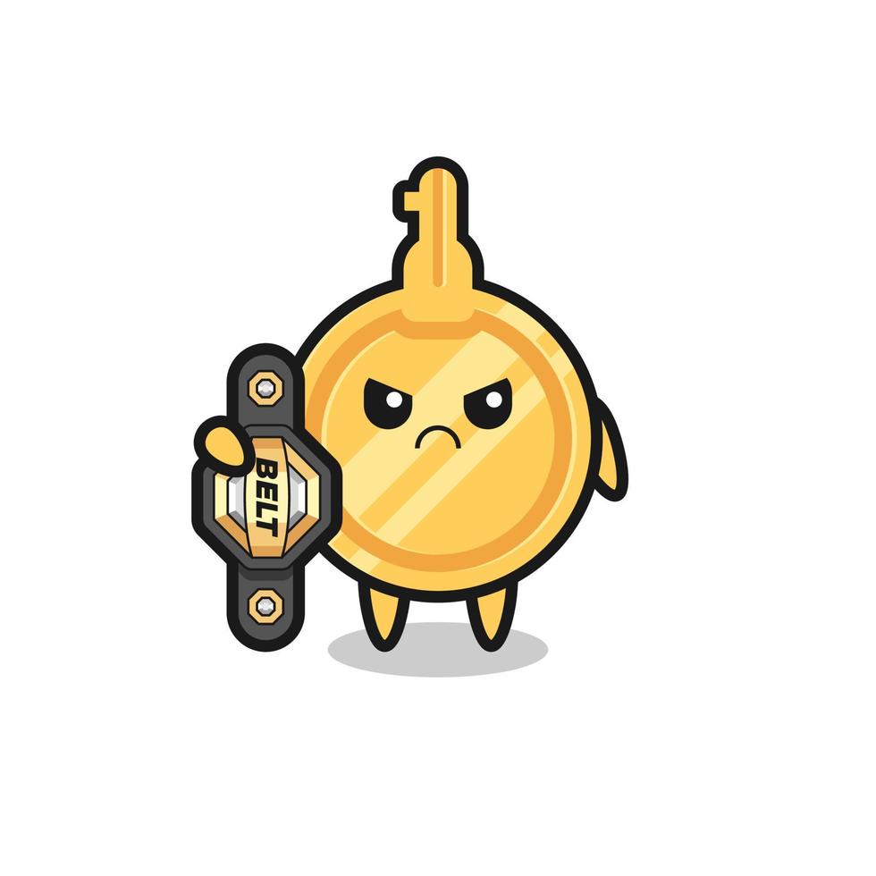 key mascot character as a MMA fighter with the champion belt vector