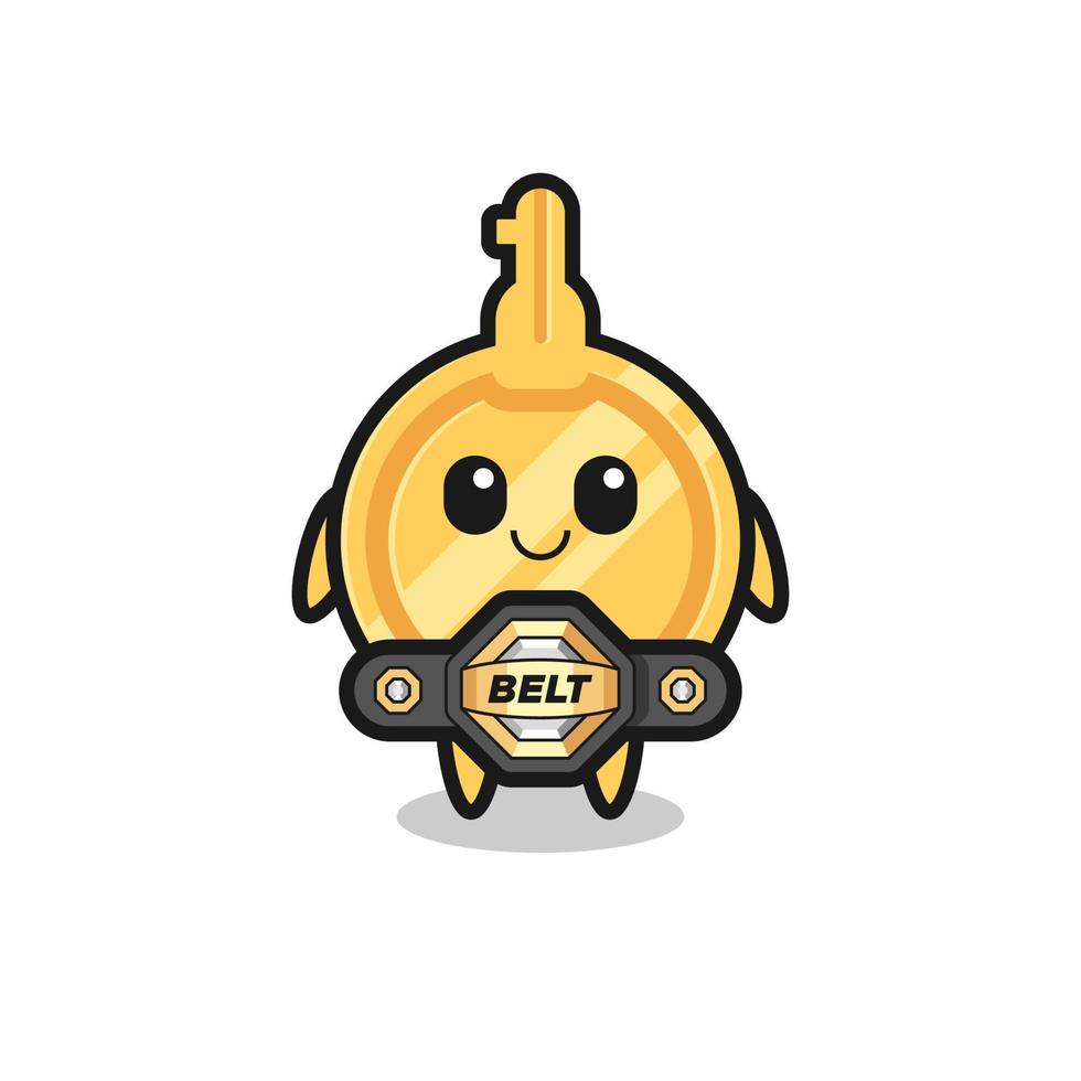 the MMA fighter key mascot with a belt vector