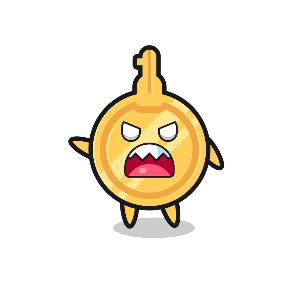 cute key cartoon in a very angry pose vector