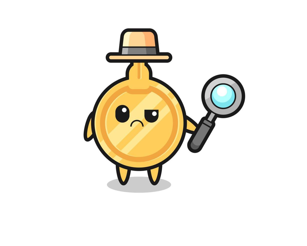 La mascota de Cute Key como detective. vector