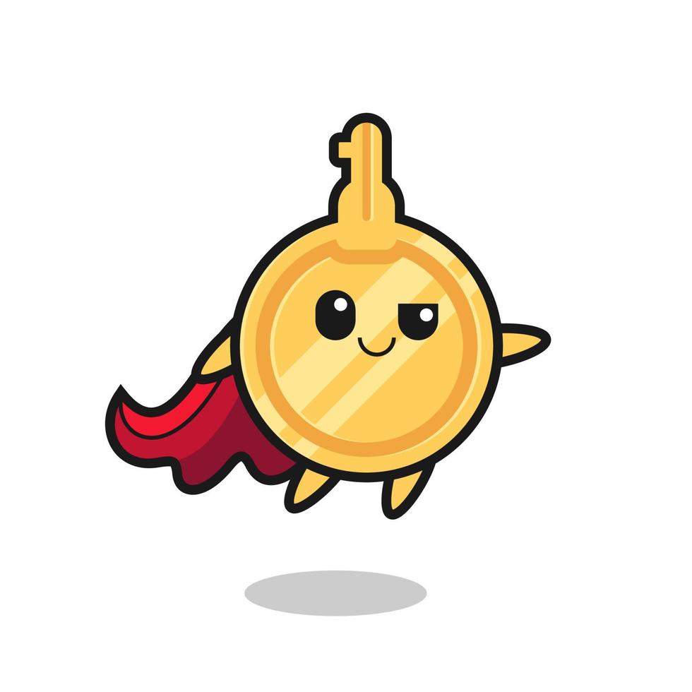 cute key superhero character is flying vector