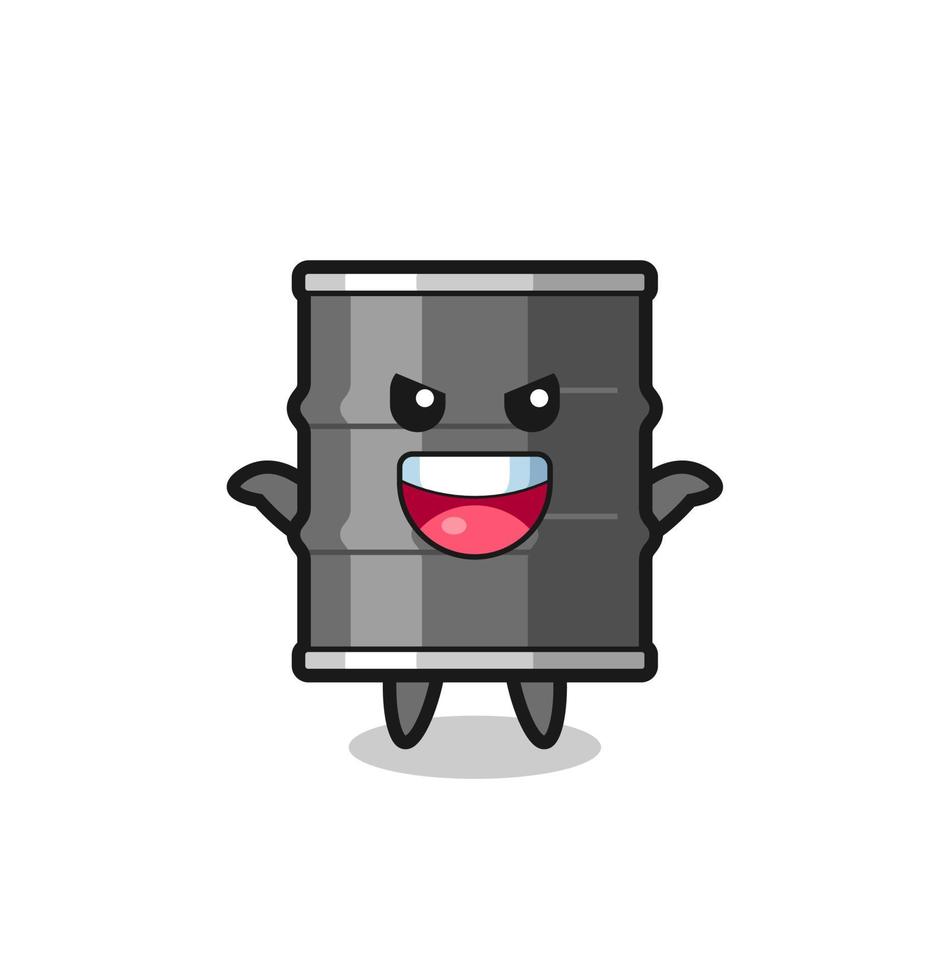 the illustration of cute oil drum doing scare gesture vector