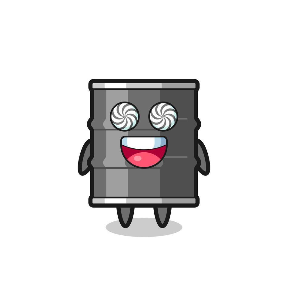 cute oil drum character with hypnotized eyes vector