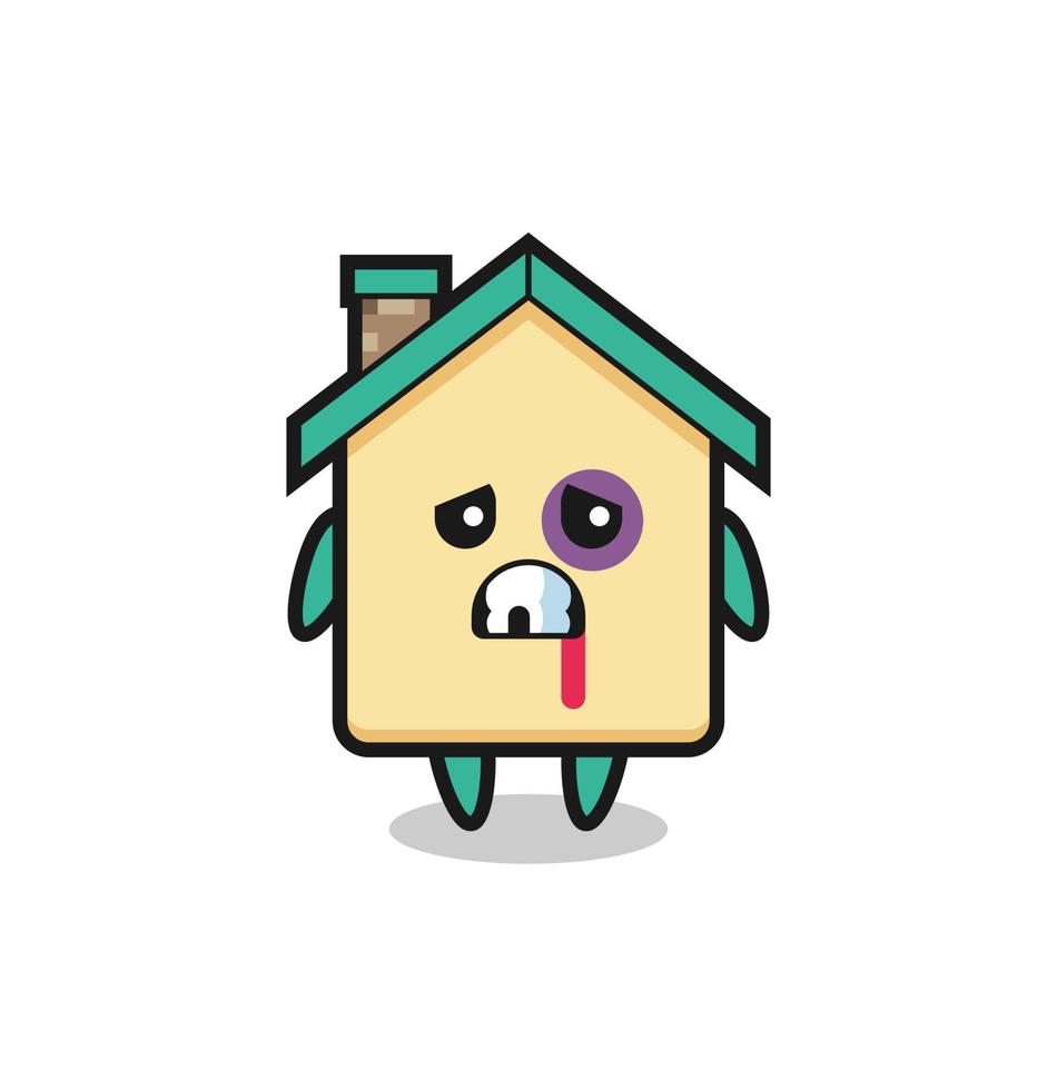 Personaje de la casa herido con una cara magullada. vector