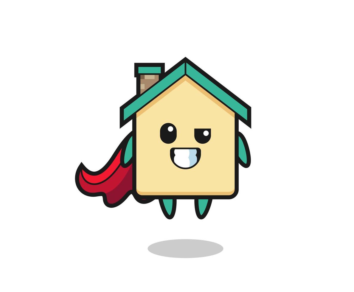 the cute house character as a flying superhero vector