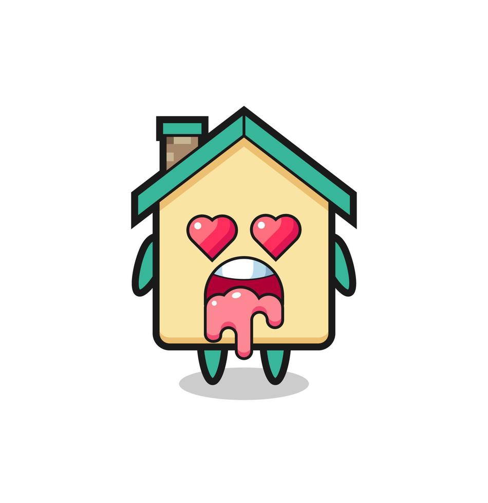 the falling in love expression of a cute house with heart shaped eyes vector