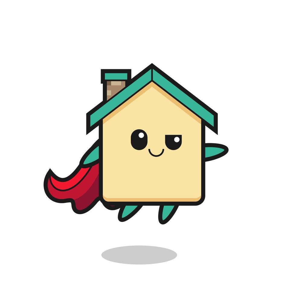 cute house superhero character is flying vector