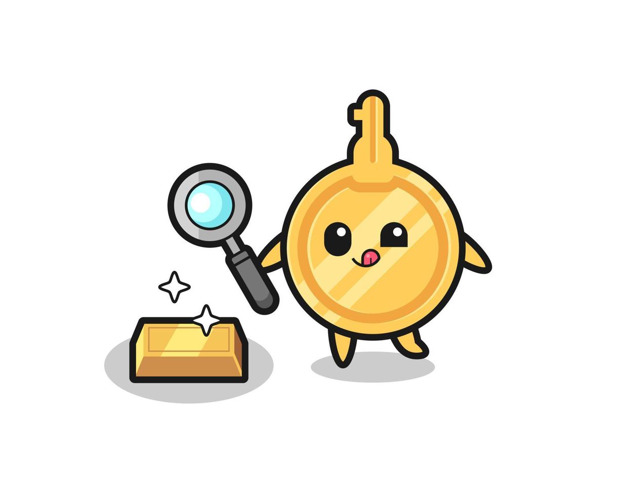 key character is checking the authenticity of the gold bullion vector