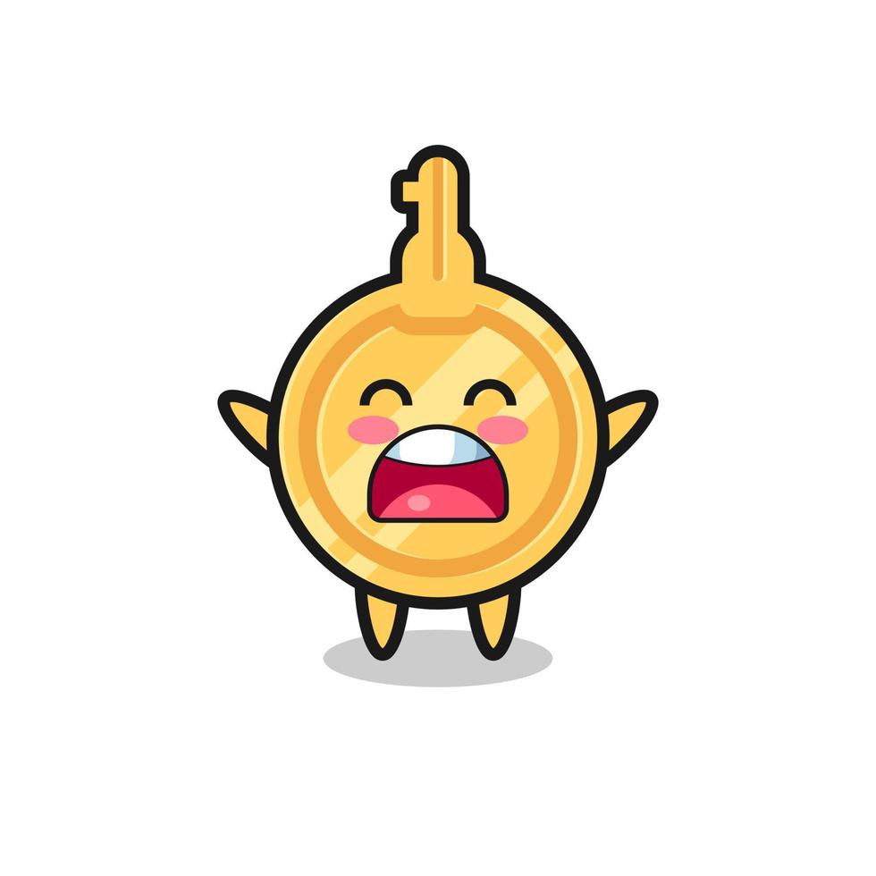 cute key mascot with a yawn expression vector