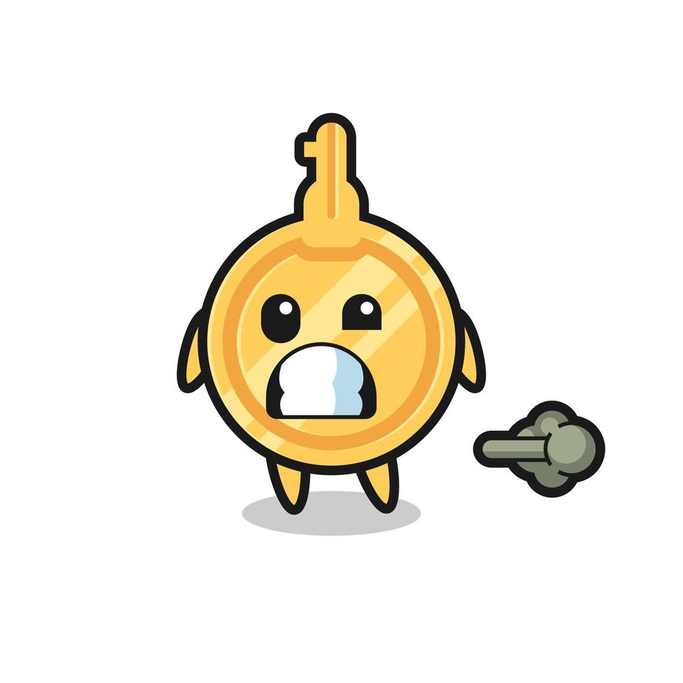 the illustration of the key cartoon doing fart vector