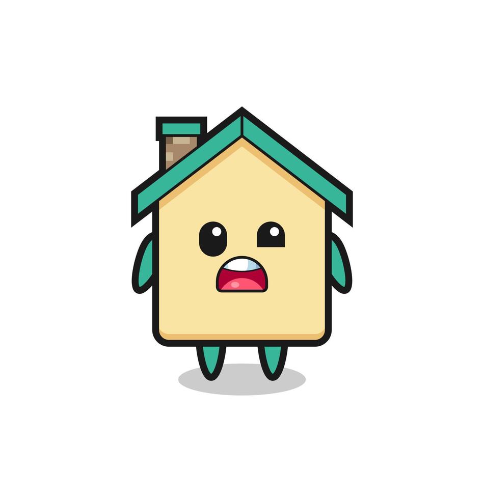 the shocked face of the cute house mascot vector