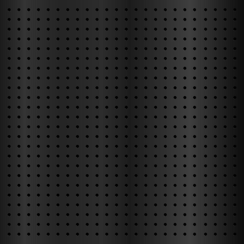 Black metallic peg board perforated texture background material with round holes pattern. vector