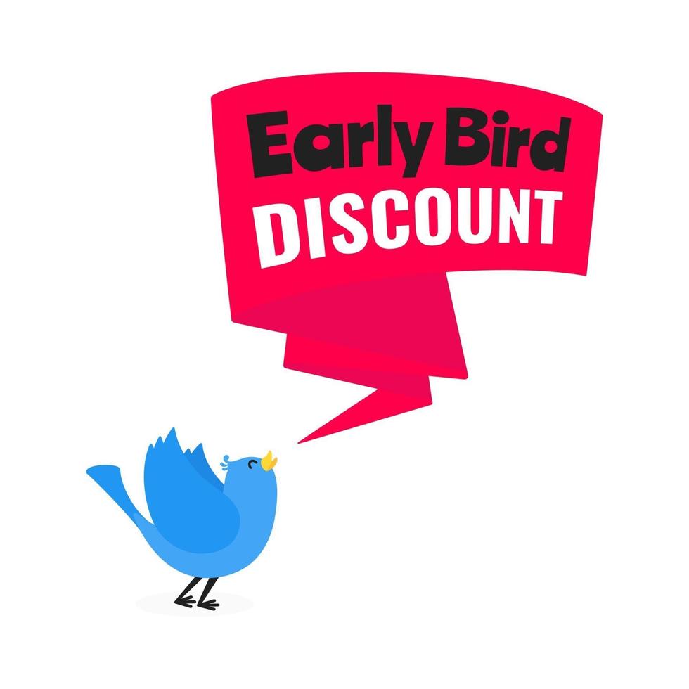 Early bird special offer discount sale event banner flat style design vector illustration.