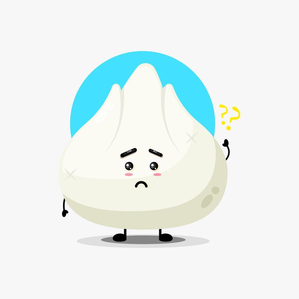 Cute dumpling character confused vector