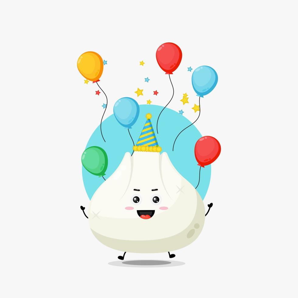 Cute dumpling character celebrating birthday vector